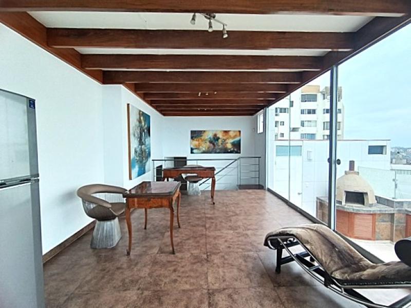 Pent-house Dúplex en Alquiler Amoblado de Lujo Vista Lateral al Mar $2,500 A.O. 260 mt.